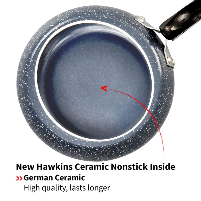 Hawkins Granite Ceramic Non Stick Inner Lid Handi/Contura Pressure Cooker, Combo Set, Grey (2 Litre and 3 Litre)