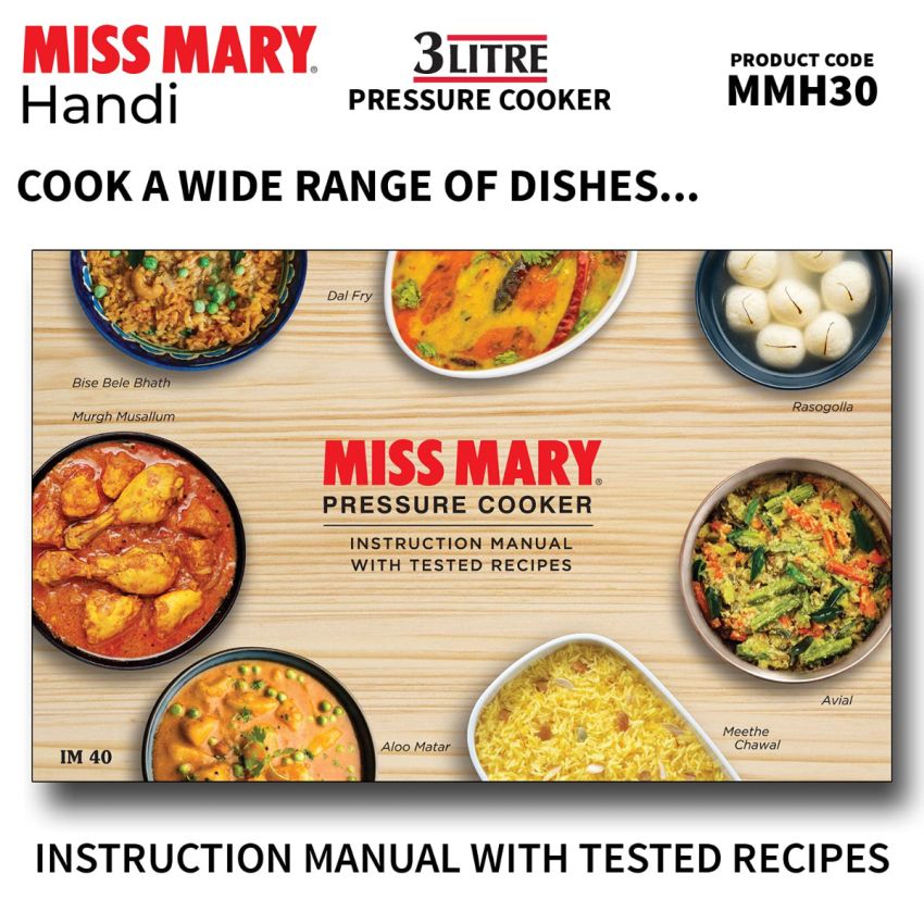 Hawkins Miss Mary Aluminium Inner Lid Handi Pressure Cooker, 3 Litre And 5 Litre, Combo Set, Silver, 3 Liter