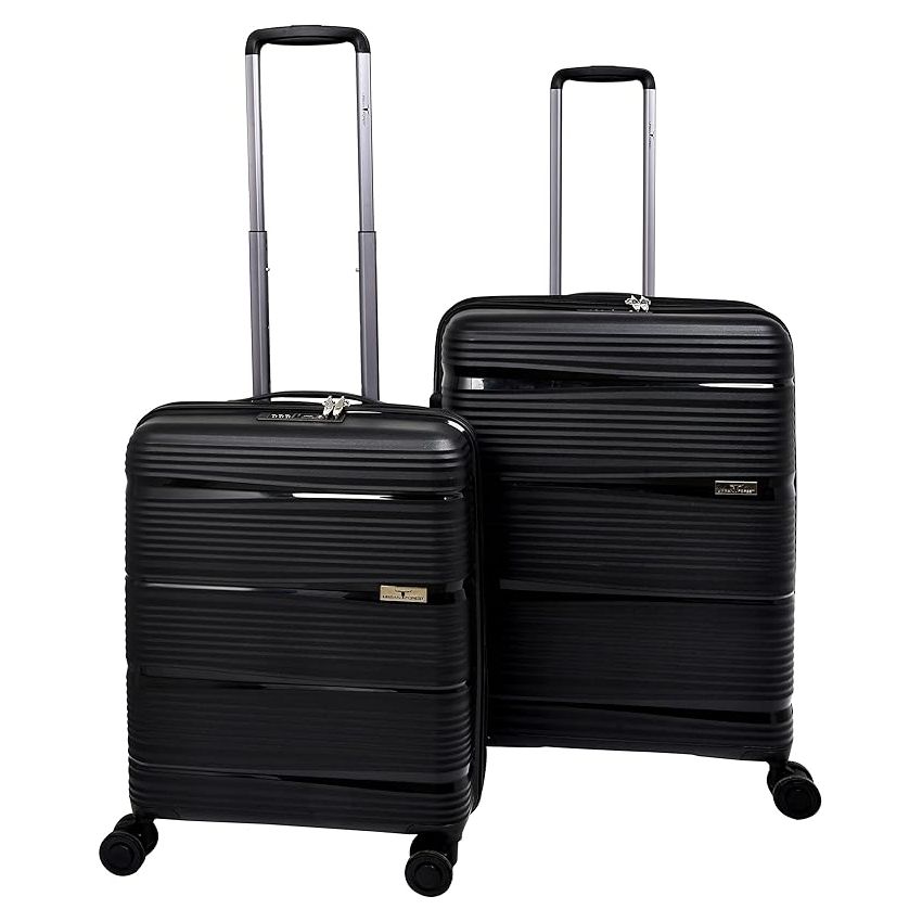 URBAN FOREST Phoenix Black Polypropylene Hard-Sided 55cm Carry-on and 78cm Check-in Trolley Luggage Set