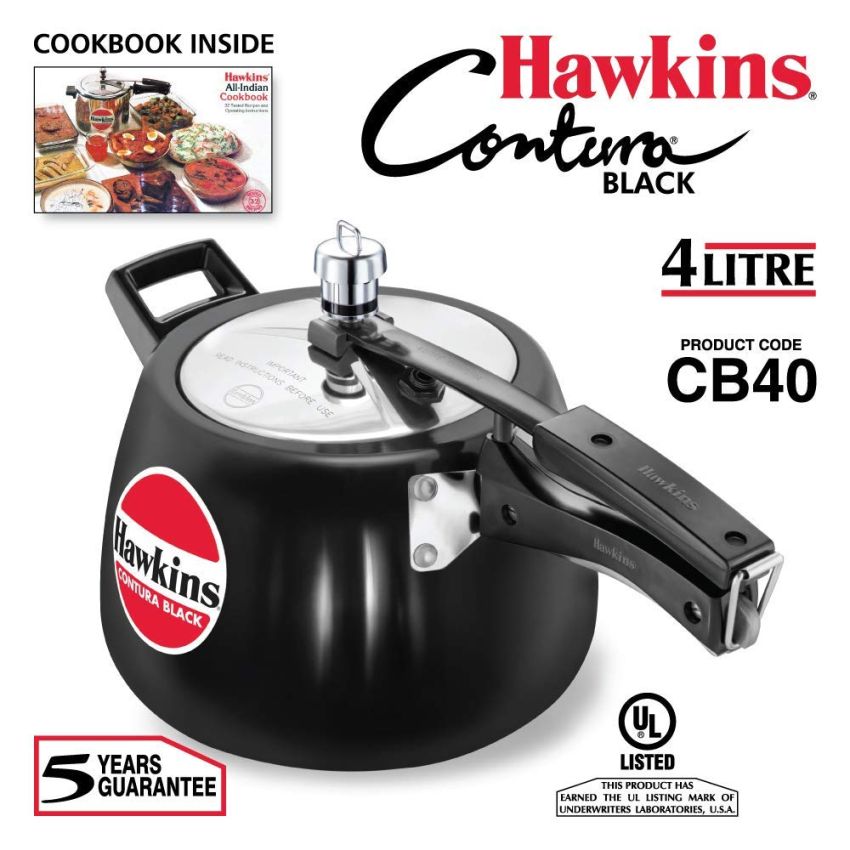 Hawkins Hard Anodised Contura Inner Lid Pressure Cooker Combo Set, Black (2 litre and 4 litre)