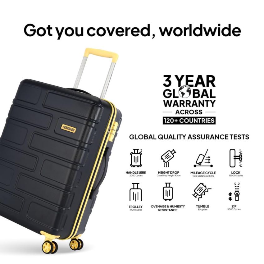 American Tourister BRICKLANE+ 8 Wheel Spinner Polycarbonate (PC) 69 Cm Medium Charcoal Grey Check-in Hard Luggage