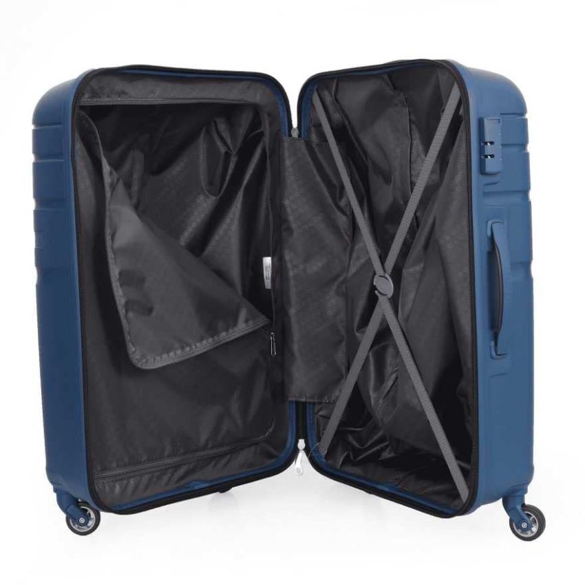 American Tourister Upland Spinner 68 Cms Polypropylene Hardsided Medium Check-In Luggage|Speed_Wheel 8 Wheel Suitcase|Trolley Bag, Marine Blue, 60 Centimeters