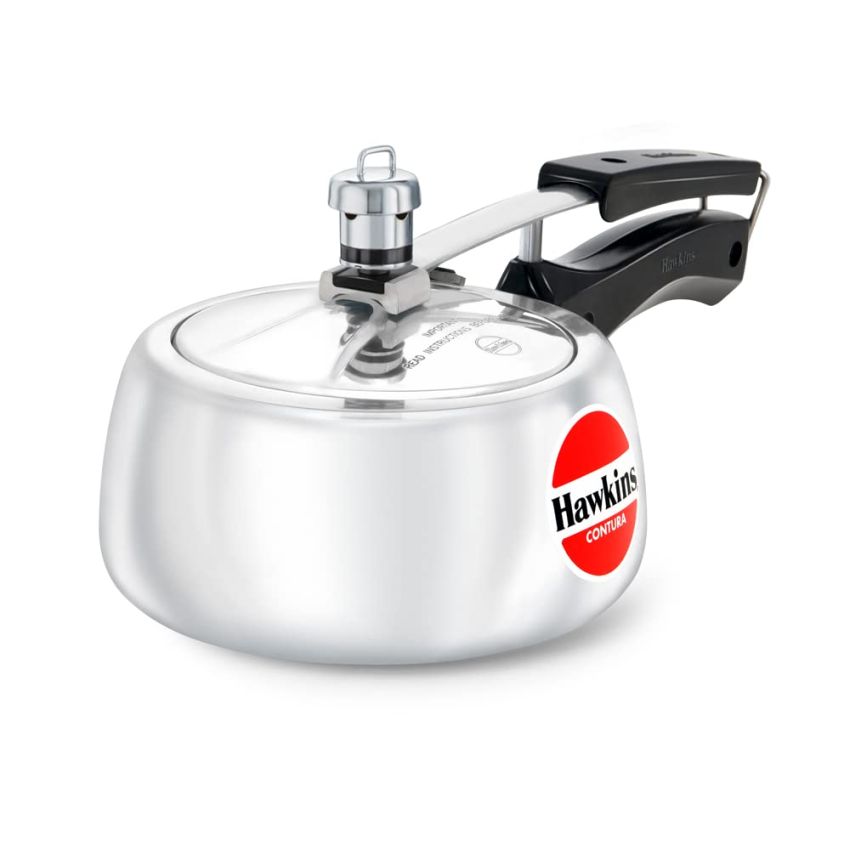 Hawkins Aluminium 1.5 Litre Contura Pressure Cooker, Handi Inner Lid Cooker, Silver (Hc15)