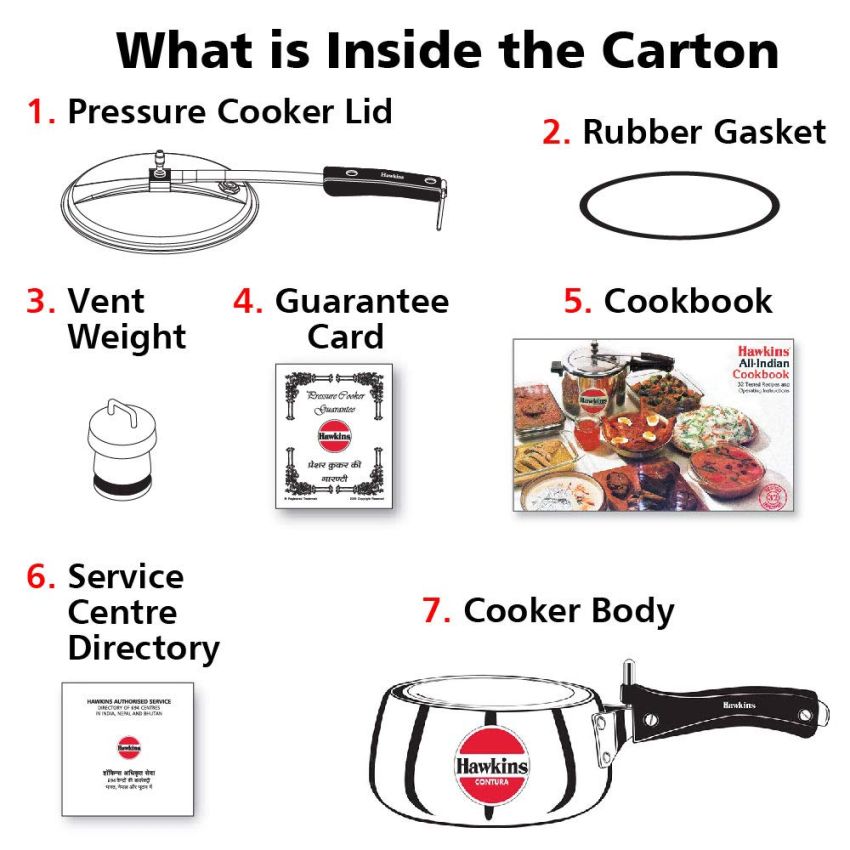 Hawkins Aluminium 1.5 Litre Contura Pressure Cooker, Handi Inner Lid Cooker, Silver (Hc15)