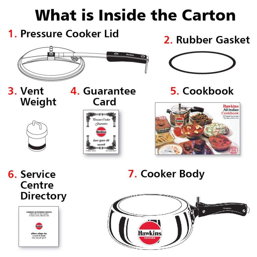 Hawkins 3.5 Litre Contura Pressure Cooker, Handi Inner Lid Cooker, Silver (HC35)