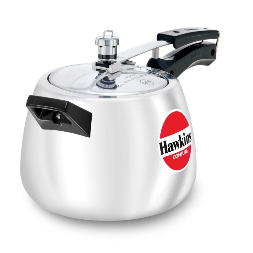 Hawkins 4 Litre Contura Pressure Cooker, Handi Inner Lid Cooker, Silver (HC40)