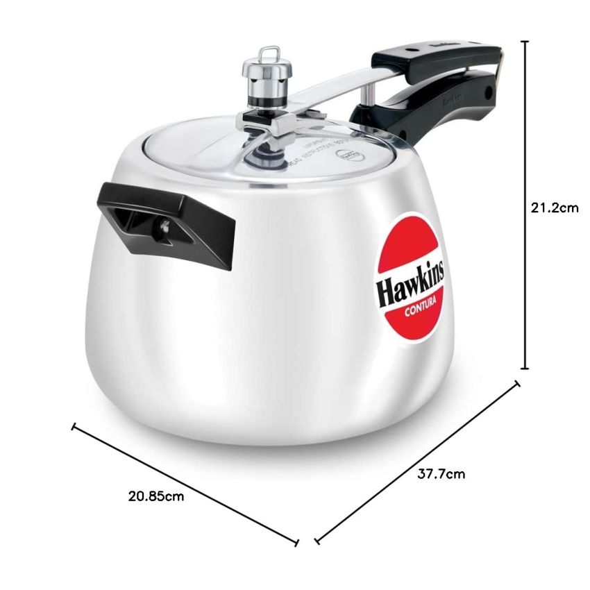 Hawkins 4 Litre Contura Pressure Cooker, Handi Inner Lid Cooker, Silver (HC40)