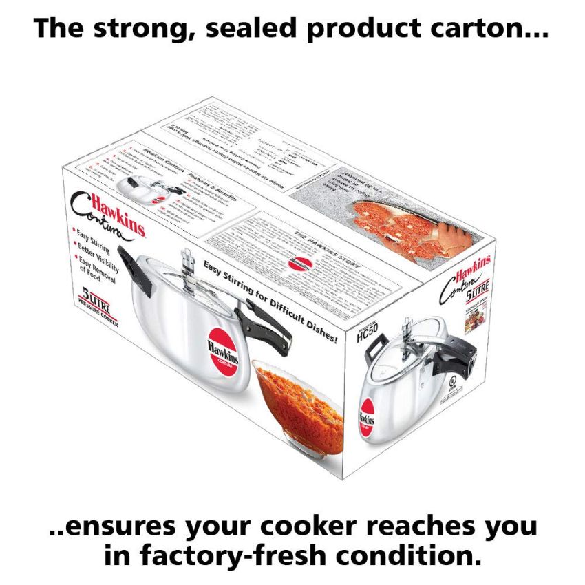 Hawkins 5 Litre Contura Pressure Cooker, Handi Inner Lid Cooker, Silver (HC50), Aluminium