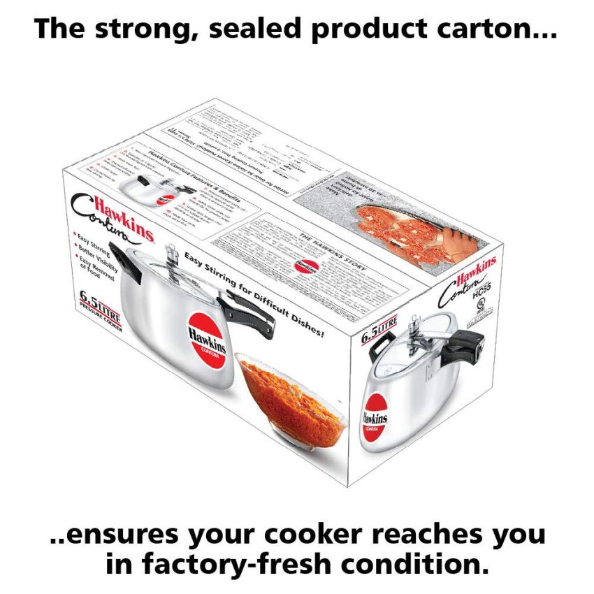 Hawkins 6.5 Litre Contura Pressure Cooker, Handi Inner Lid Cooker, Silver (HC65)