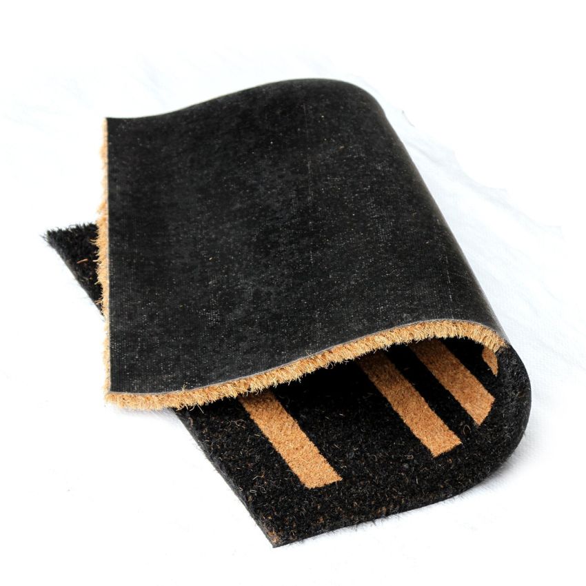 Onlymat hi-bi Funny Printed Anti-Slip Doormat (Black and Beige) Rectangular Shaped Entryway Rug Natural Coir Material with PVC Backing for Outdoor Entrance Home Multipurpose Mats Floor Door Hall Drawing Room Living Room (75cm x 45cm)