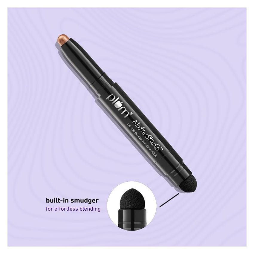 Plum NaturStudio on-the-go Eyeshadow Stick | Waterproof & Crease-proof | Highly Pigmented | With Smudger | Metallic Finish | 121 Love Potion