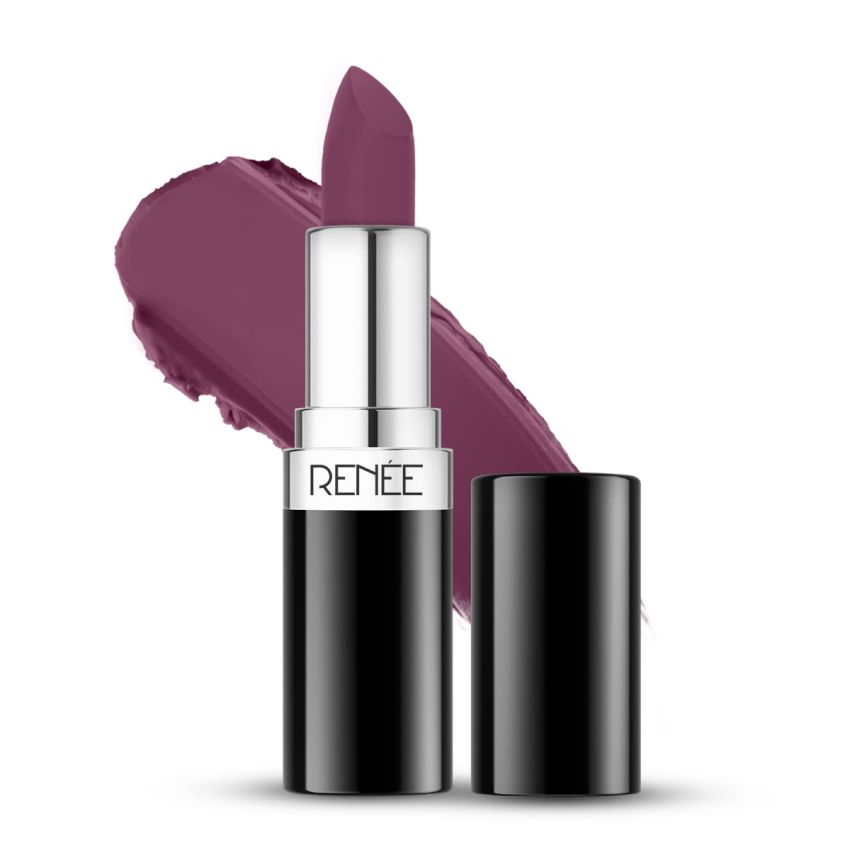 RENEE Stunner Matte Lipstick - Your Highness 4gm - Intense Color Pay Off, Full Coverage Long Lasting Weightless Velvety Formula with One Swipe Application - Enriched with Vitamin E & Hyaluronic Acid