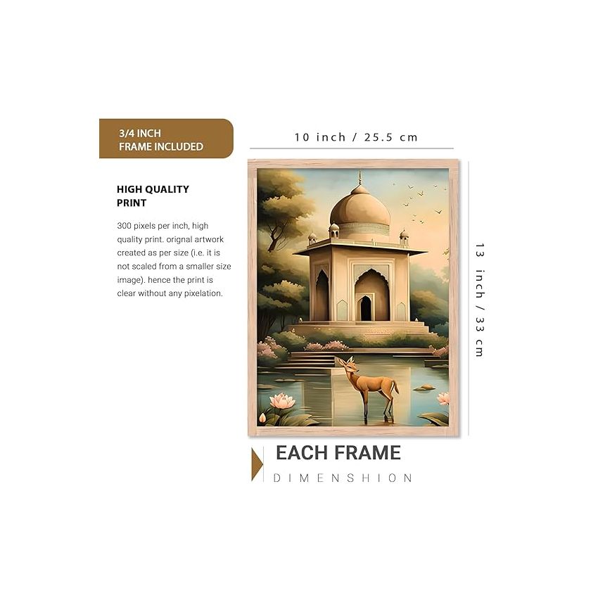 kotart Premium Digital Traditional Art Paintings with Frame for Home Decor - Painting for Wall Decoration - Wall Painting for Living Room | Pack of 6 (10x13, home decor items)