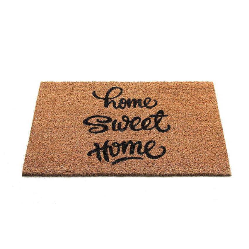 Onlymat Home Sweet Home Funny Printed Anti-Slip Rectangular Shaped Entryway Rug Natural Coir Material with PVC Backing (Beige and Black,75cm x 45cm x 1.5 cm)