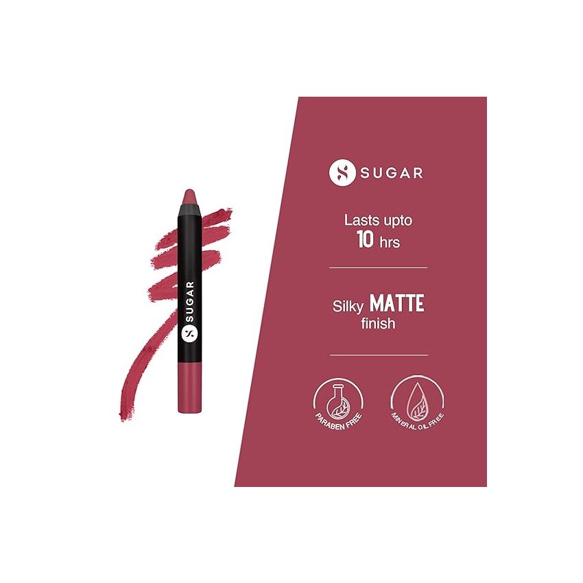 SUGAR Cosmetics Matte As Hell Crayon Lipstick with Sharpner | Smudgeproof | Lasts Upto 8+ Hrs | 2.8gm - 28 Honey Rider