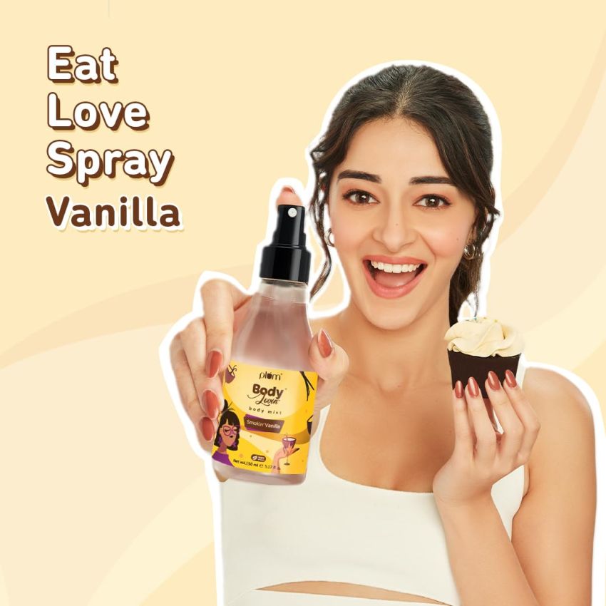 Plum BodyLovin' Smokin' Vanilla Body Mist | Long Lasting Spicy Vanilla Fragrance For Women & Men With Honeysuckle, Musk & Vanilla | High On Fun | Travel-Friendly Perfume Body Spray 150 ml