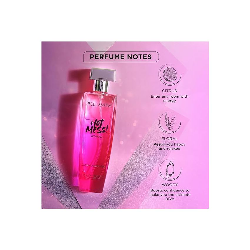 Bella Vita Luxury Hot Mess Woman Eau De Parfum Perfume with Mandarin, Passionfruit, Musk|Premium, Long Lasting Fruity & Musky Fragrance for Women 100ML