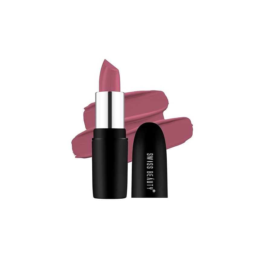 Swiss Beauty Pure Matte Creamy Lipstick | Non-drying, Highly pigmented Lipstick | Shade- Hot Nude, 3.8gm|