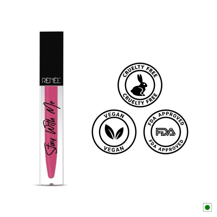 RENEE Stay With Me Matte Lip Color, Long Lasting, Non Transfer, Water & Smudge Proof, Light Weight Liquid Lipstick, Hots for Pink, 5ml