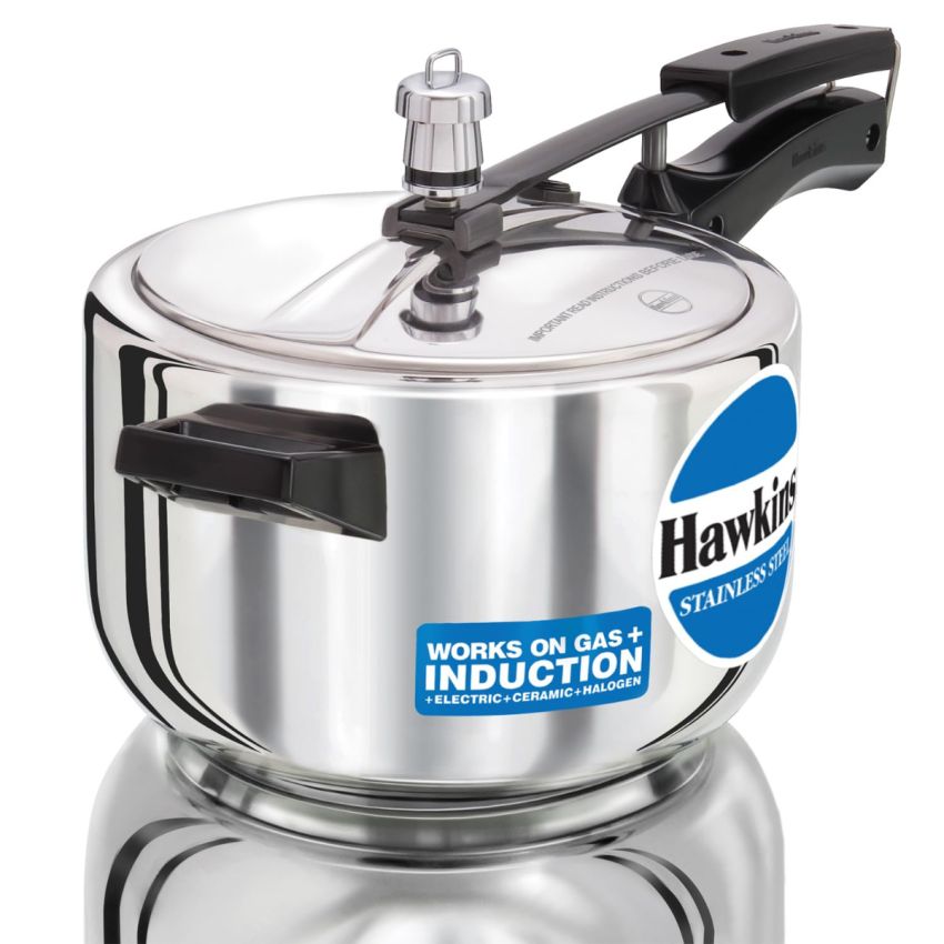 Hawkins 4 Litre Pressure Cooker, Stainless Steel Inner Lid Cooker, Induction Cooker, Silver (Hss40), 4 Liter