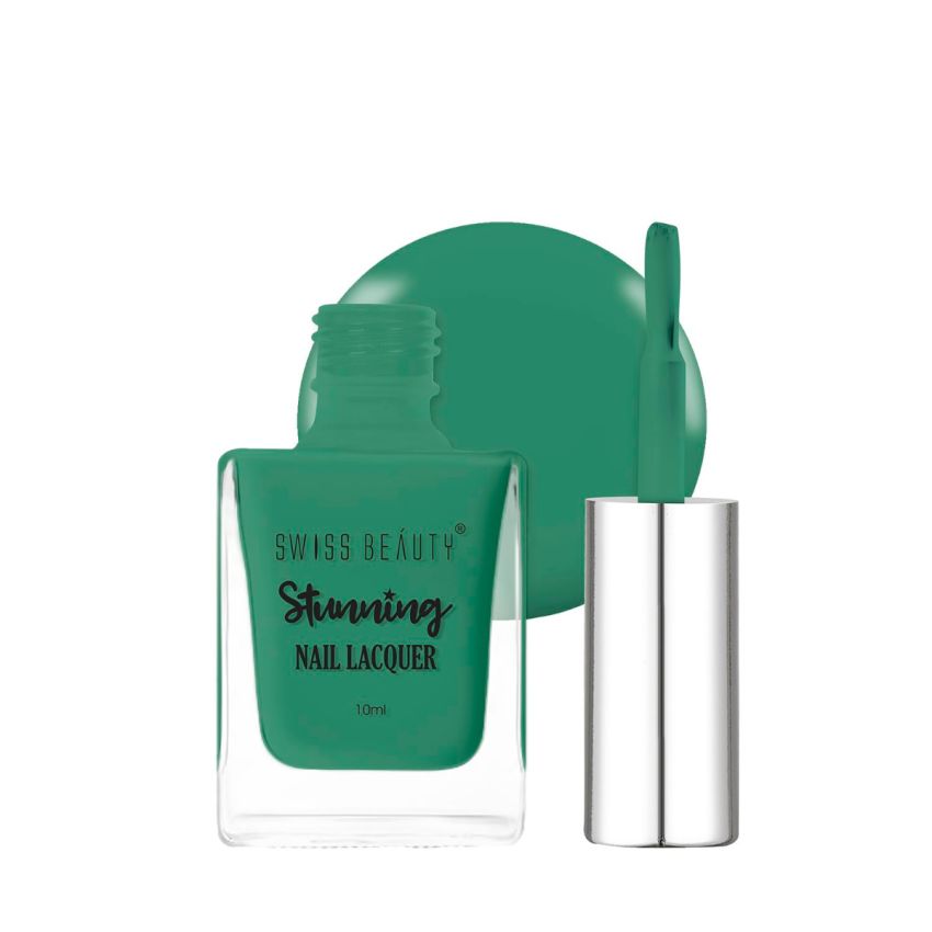Swiss Beauty Stunning Nail Lacquer | Chip Resistant, Quick drying nail paint | Highly Pigmented with high shine Nail polish | Shade - Hunter Green, 10gm