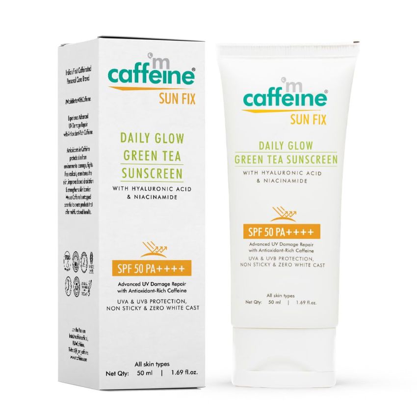 mCaffeine Niacinamide Sunscreen SPF 50++ for Oily Skin | Mattifying, Zero White Care, Water Resistant & Non Sticky Sunscreen for Women & Men | Prevents Tan & UV Damage - 50ml