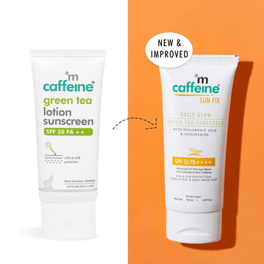 mCaffeine Niacinamide Sunscreen SPF 50++ for Oily Skin | Mattifying, Zero White Care, Water Resistant & Non Sticky Sunscreen for Women & Men | Prevents Tan & UV Damage - 50ml