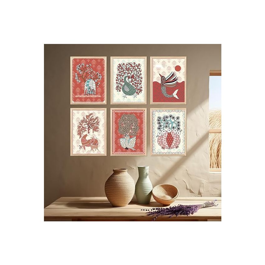 kotart Madhubani wall Art Paintings with Frame for Home Decoration - Painting for Wall Decoration - Traditional Framed Painting for Living Room Bedroom Office Decor -(10x13 inch, I)