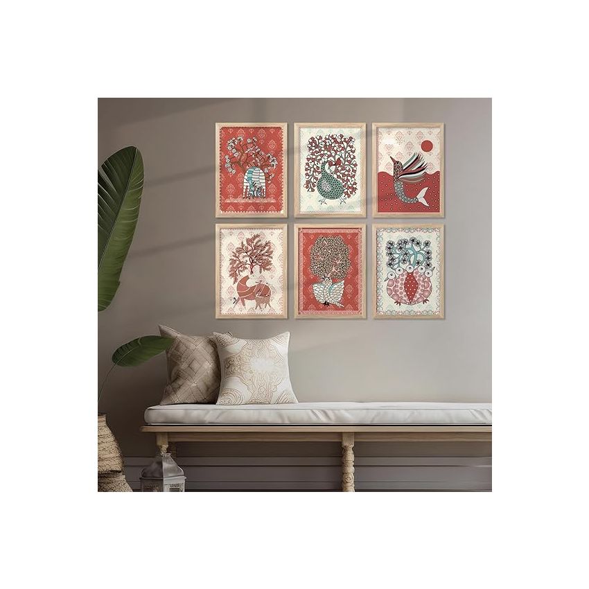 kotart Madhubani wall Art Paintings with Frame for Home Decoration - Painting for Wall Decoration - Traditional Framed Painting for Living Room Bedroom Office Decor -(10x13 inch, I)