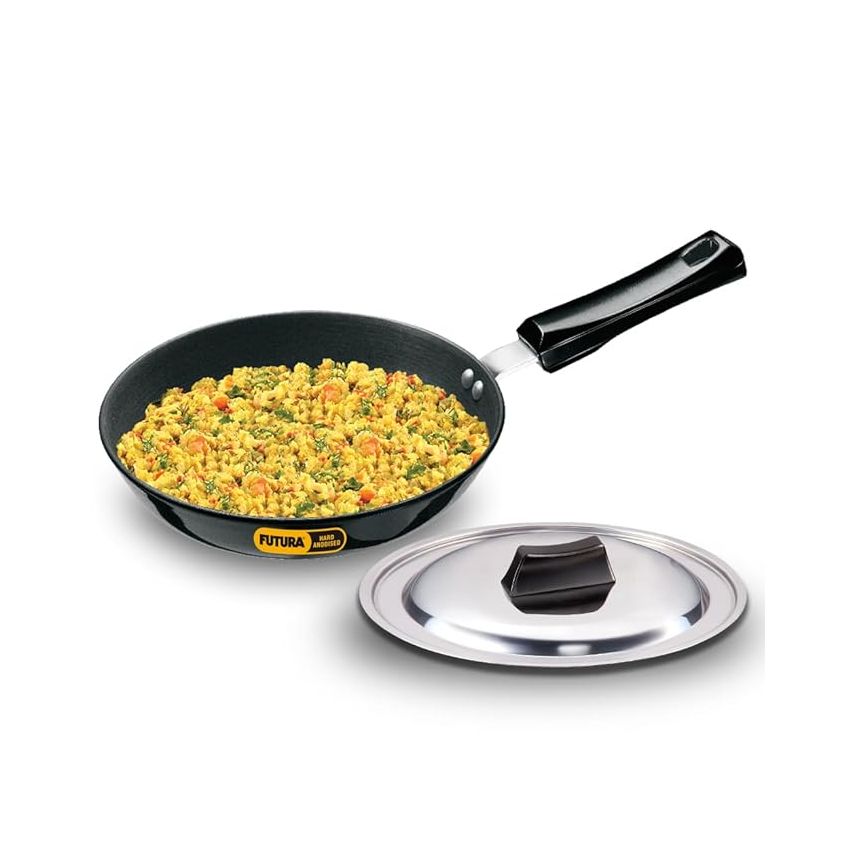 Hawkins Futura 22 cm Frying Pan, Hard Anodised Fry Pan, Induction Frying Pan, Small Frying Pan, Black (IAF22)