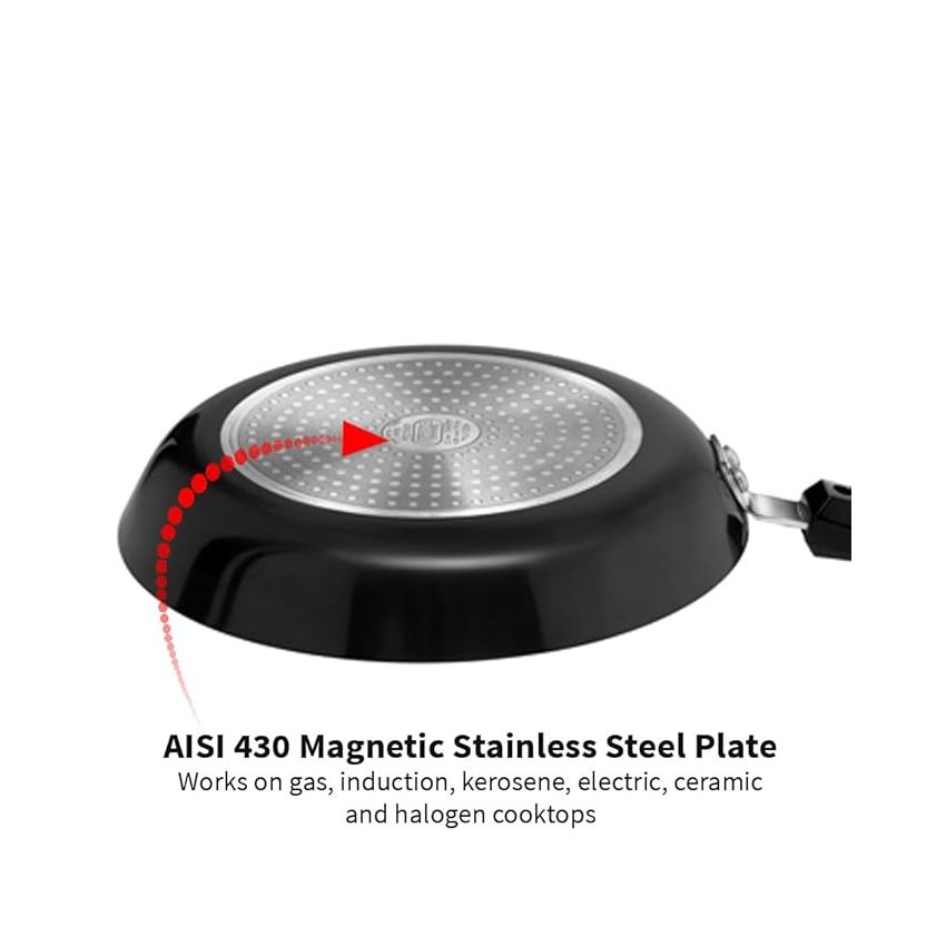 Hawkins Futura 22 cm Frying Pan, Hard Anodised Fry Pan, Induction Frying Pan, Small Frying Pan, Black (IAF22)