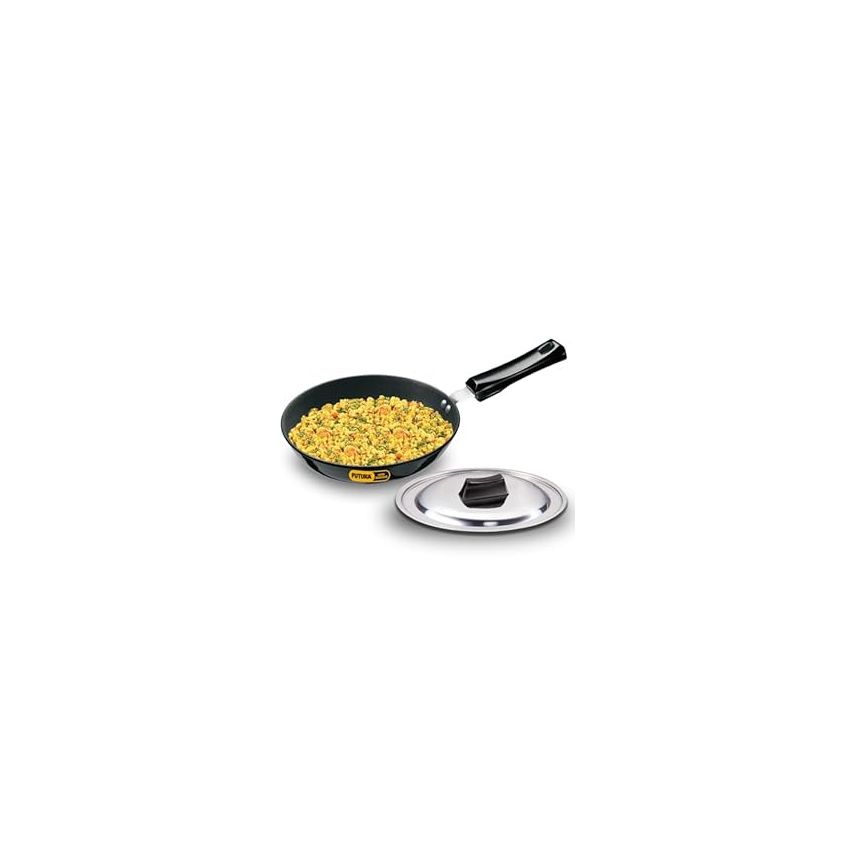 Hawkins Futura 25 cm Frying Pan, Hard Anodised Fry Pan with Stainless Steel Lid, Induction Frying Pan, Black (IAF25S)