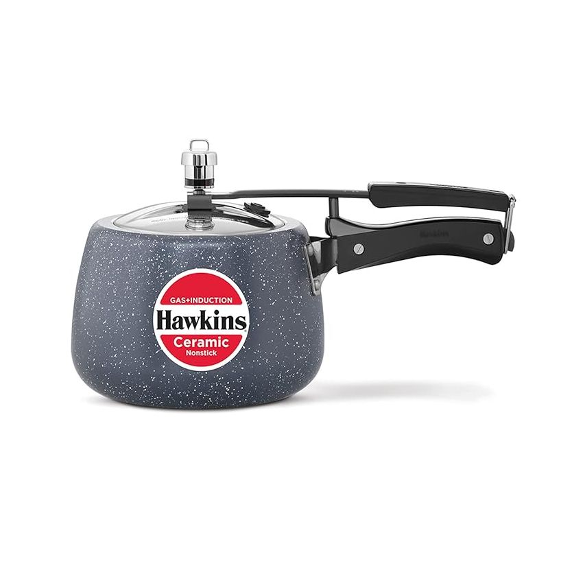 Hawkins 3 Litre Ceramic Nonstick Pressure Cooker, Induction Inner Lid Cooker, Granite Contura shaped Cooker, Best Cooker, Blue (ICC30)