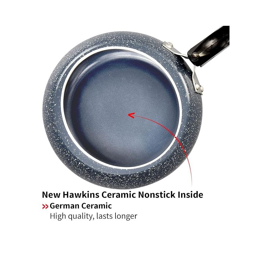 Hawkins 3 Litre Ceramic Nonstick Pressure Cooker, Induction Inner Lid Cooker, Granite Contura shaped Cooker, Best Cooker, Blue (ICC30)