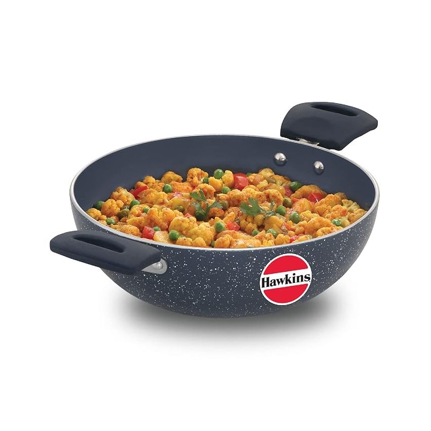 Hawkins Ceramic Nonstick 2.5 Litre Deep Kadhai, Induction Deep Fry Pan, Granite Kadai (ICK25)