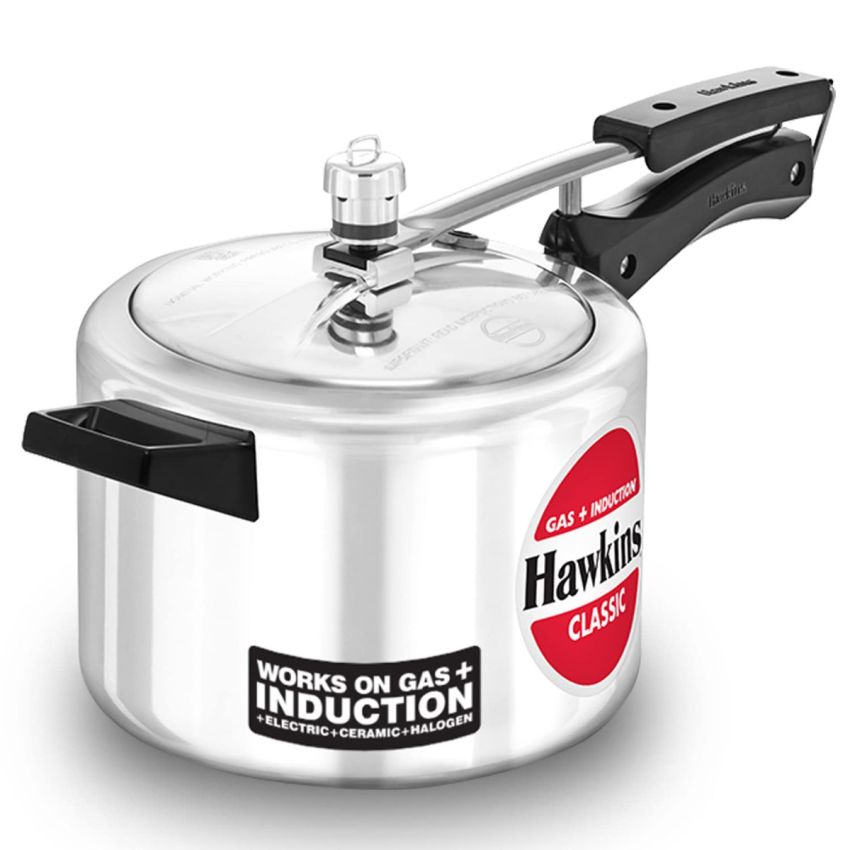 Hawkins Aluminium 4 Litre Classic Pressure Cooker, Induction Inner Lid Cooker, Pan Cooker, Best Cooker, Silver (Icl40)