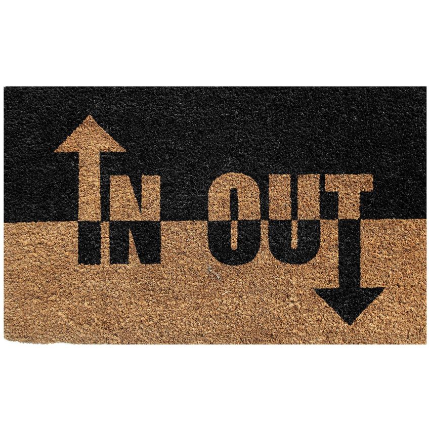 Onlymat IN-OUT Printed Anti-Slip Doormat (Beige and Black) Rectangular Shaped Entryway Rug Natural Coir Material with PVC Backing (75 x 45 x 1.5 cm)
