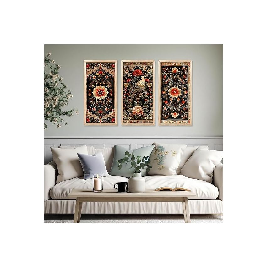 kotart - Painting for wall Decoration |Traditional Indian Art Pichwai Wall Décor Paintings | Traditional Indian Art Pichwai Wall Décor Paintings Set of 3 (10X19 INCH, A)