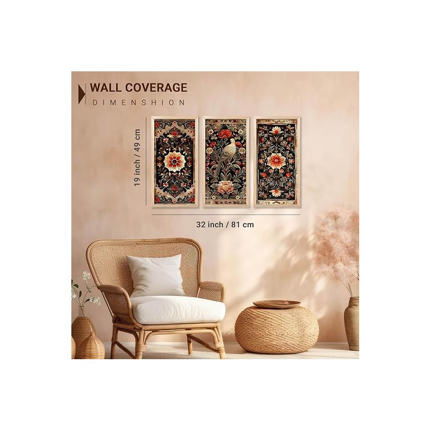 kotart - Painting for wall Decoration |Traditional Indian Art Pichwai Wall Décor Paintings | Traditional Indian Art Pichwai Wall Décor Paintings Set of 3 (10X19 INCH, A)
