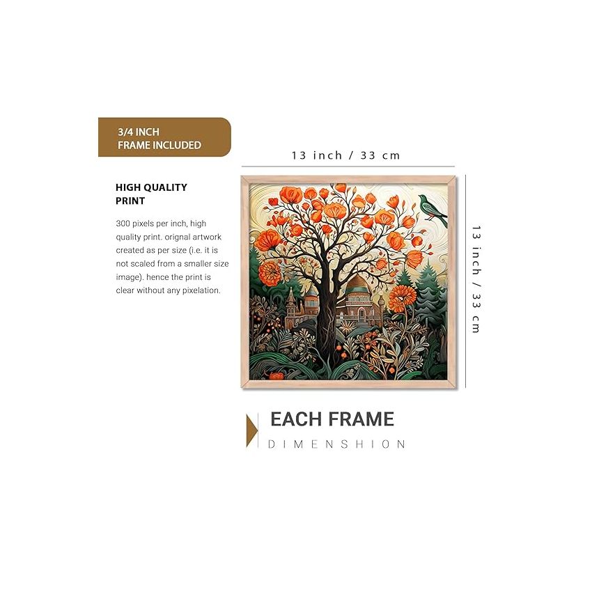 kotart Traditional wall Art Paintings with Frame for Home Decor - Framed Wall Painting for Living Room Bedroom Office Room Decor - Painting for Wall Decoration - Set of 2 Multicolor paintings (10x10 inch, F)