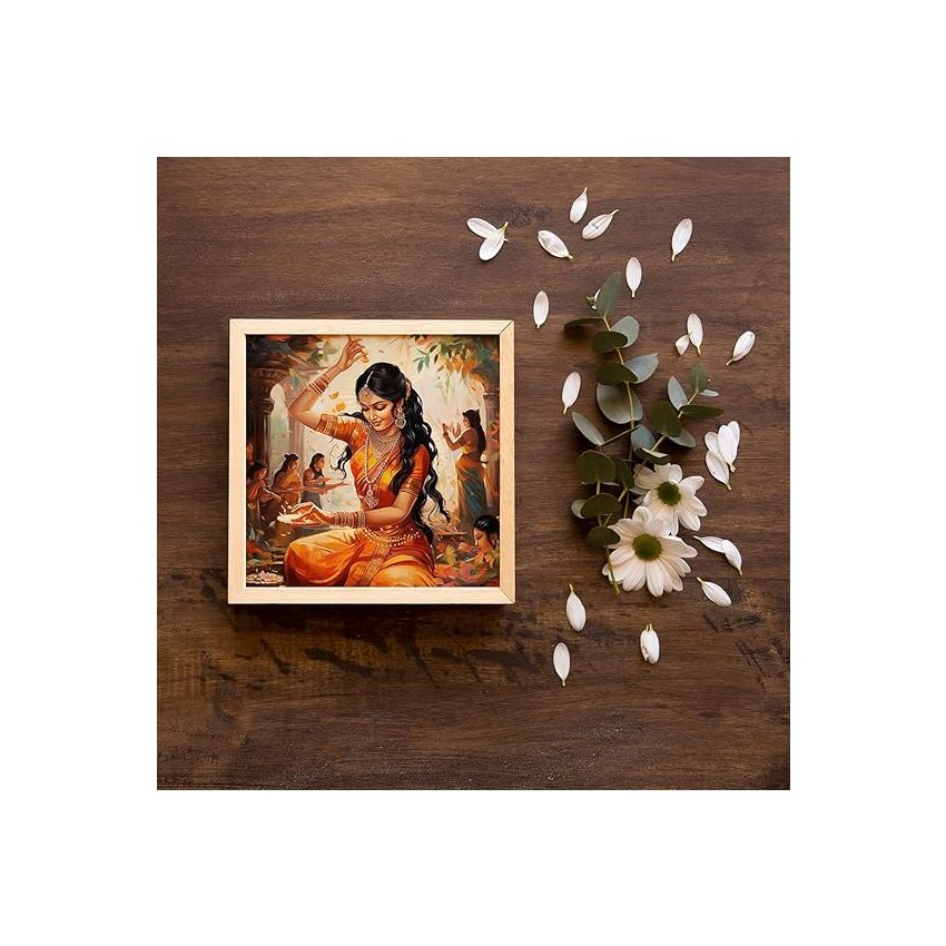 kotart Traditional wall Art Paintings with Frame for Home Decor - Framed Wall Painting for Living Room Bedroom Office Room Decor - Painting for Wall Decoration - Set of 2 Multicolor paintings (13x13 inch, F)