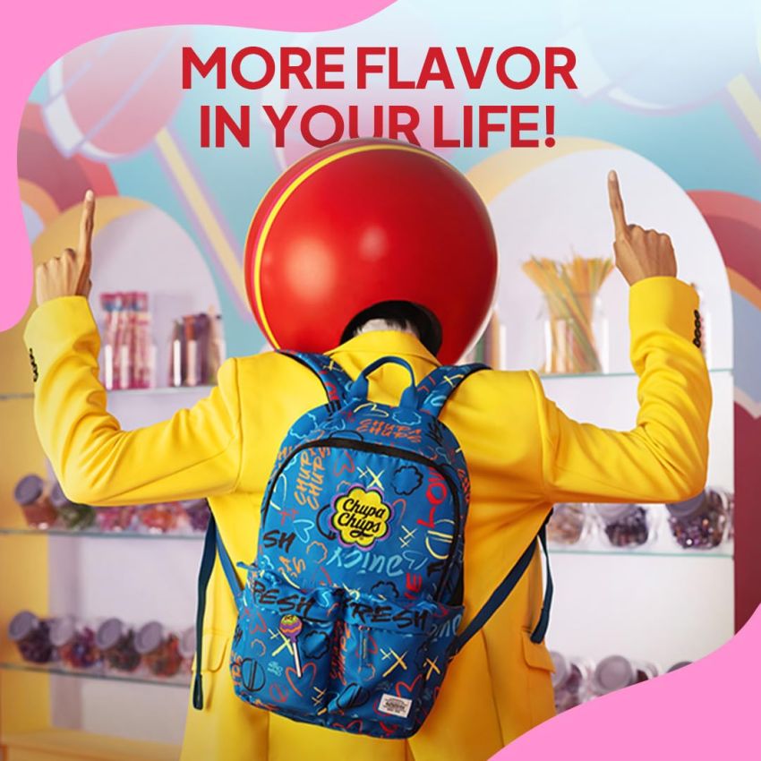 American Tourister Chupa Chups, 22L Volume School Backpack with Front Organizer and Spacious Interiors for Girls & Boys - Blue Cola
