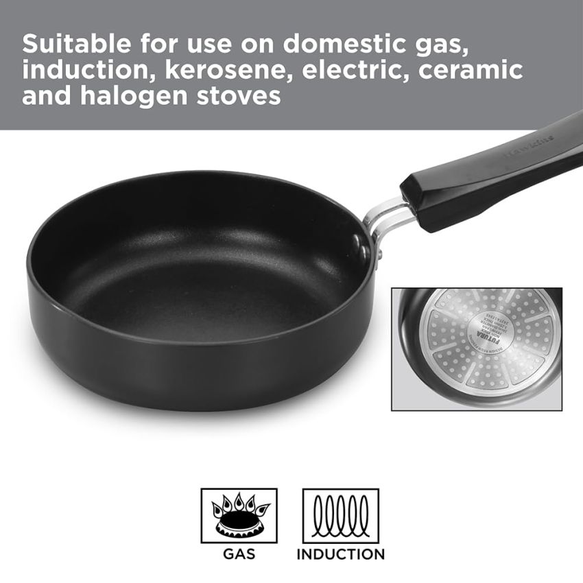 Hawkins Futura 16 cm Frying Pan, Non Stick Fry Pan, Induction Omelette Pan, Small Frying Pan, Black (INF16)