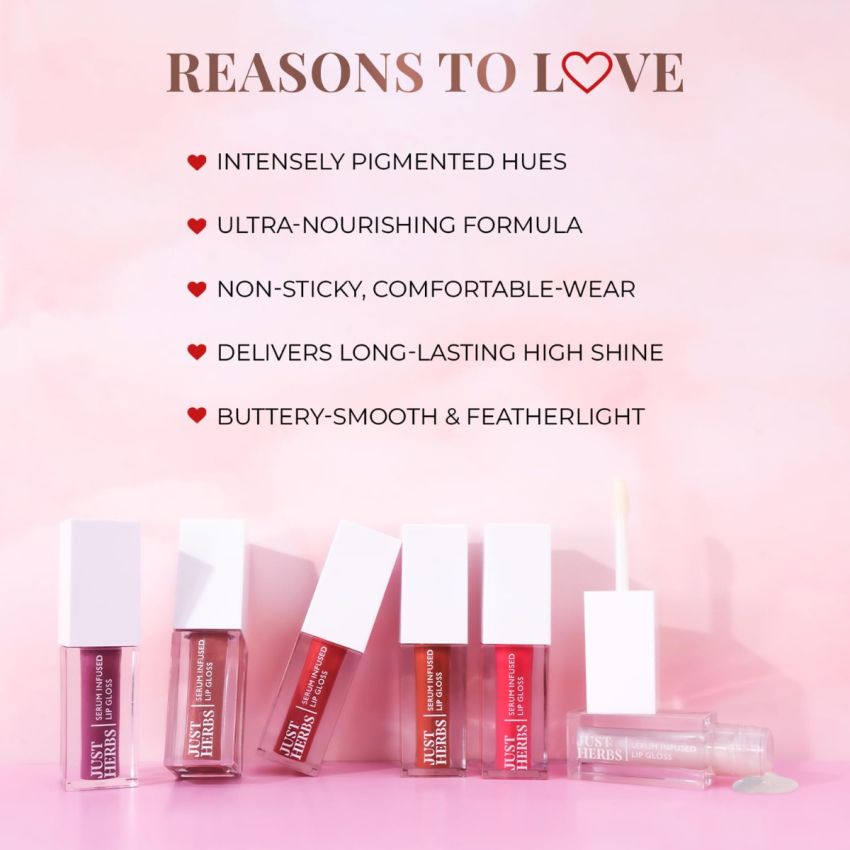 Just Herbs Serum Infused Lip Gloss for Women, Lightweight Non-Sticky High Glossy Moisturizing and Hydrating Lip Gloss 3 ml