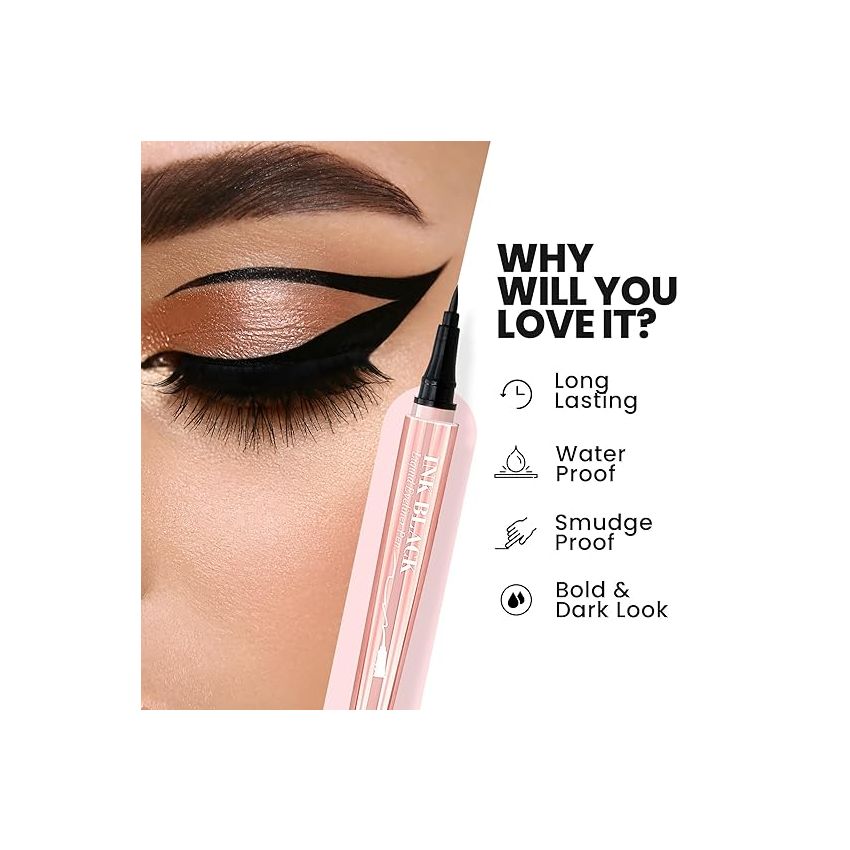 MARS Long Lasting Liquid Ink Black Pen Eye liner | Smudge Proof Eyeliner For Women | Matte Finish & Waterproof Eyeliner | 1ml (Black Ink)