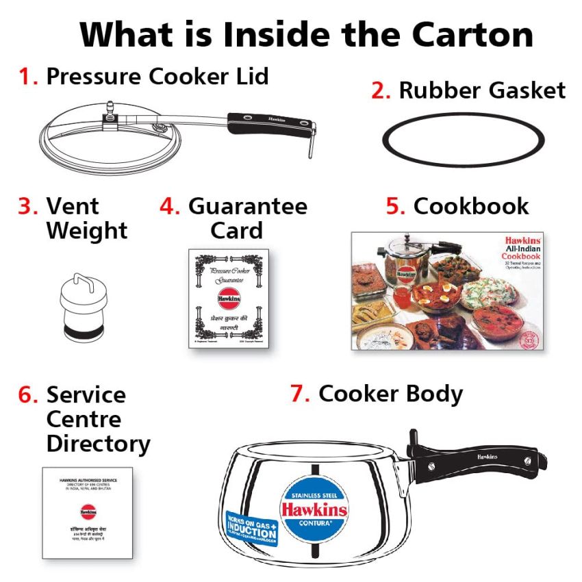 Hawkins Stainless Steel Contura Induction Compatible Inner Lid Pressure Cooker, 5 Litre, Silver (Ssc50), 5 Liter
