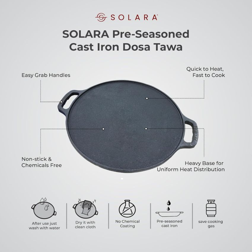 SOLARA Cast Iron Tawa for Dosa 12