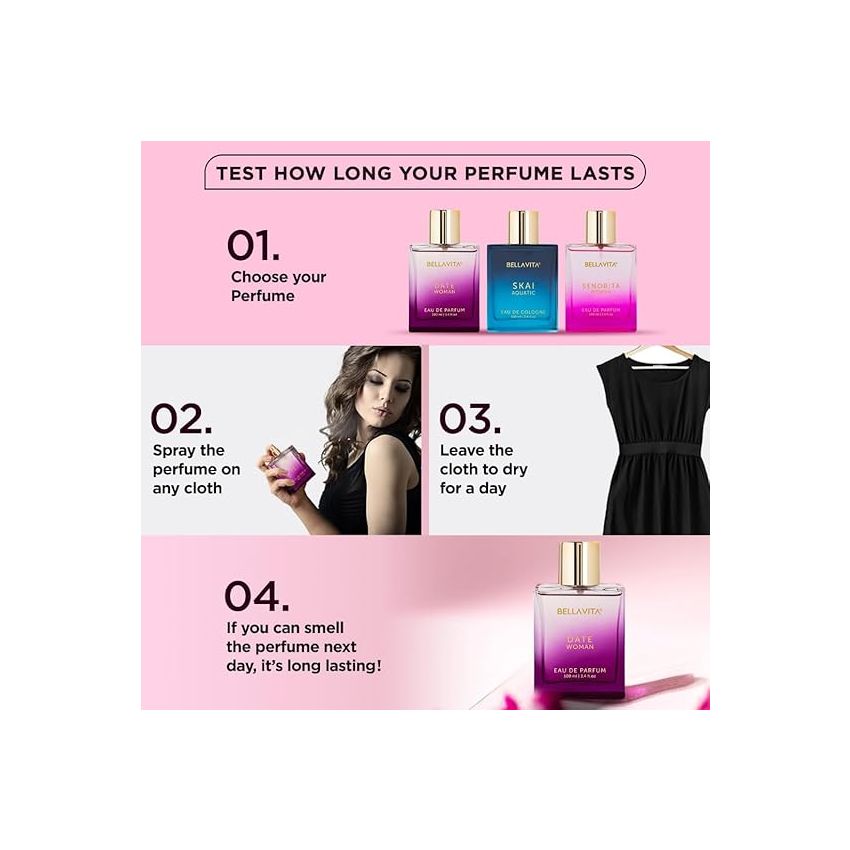 Bella Vita Luxury Date Woman Eau De Parfum Perfume with Pink Pepper, Jasmine & Vanilla|Premium, Long Lasting Floral & Fruity Fragrance for Women, 100ML