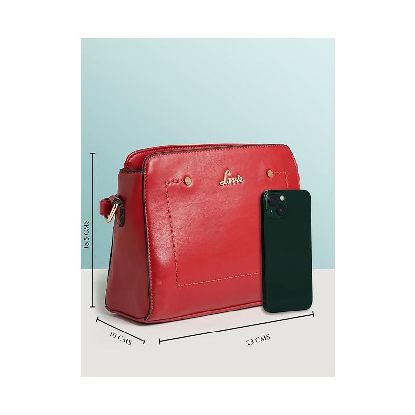 Lavie Women's Jeffrey Deco Stitch Sling Bag Red Ladies Purse Handbag