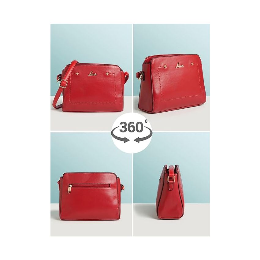 Lavie Women's Jeffrey Deco Stitch Sling Bag Red Ladies Purse Handbag